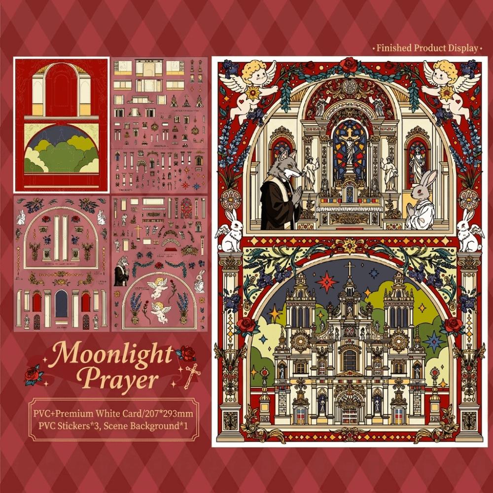 2 Themes 3D Landscape Sticker 3D Miniature Scene Collage  Children Activity красный