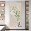 Minimalist Green Simple Flowers and Grass Beige High-end Niche Modern Home Wall Room Decoration Canvas Hanging Painting
