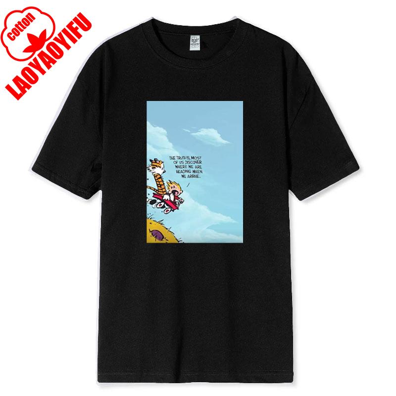 

Vintage 90s Calvin Hobbes Tshirt Comic Strip Kawaii Friend Clothes Men Women Simple Casual Fashion Tees High Quality Cotton Tops 4XL