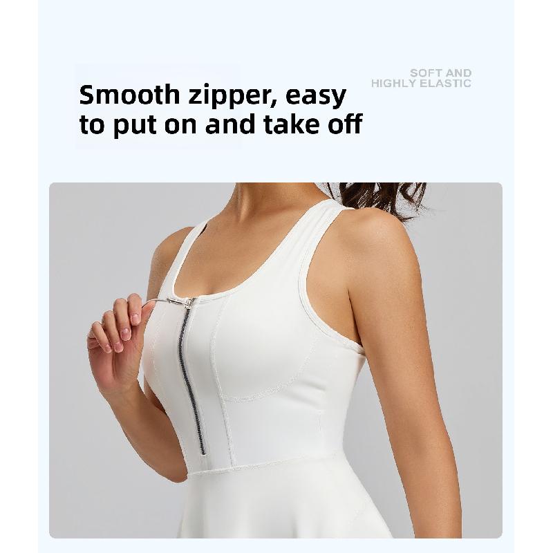 New Zipper One-Piece Dress for Women, Anti-Exposure, for Outdoor Running and Fitness