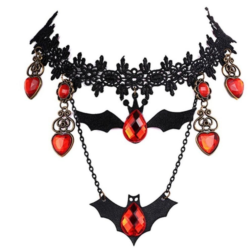 Vintage Halloween Necklace Dark Style Bat Earrings Steampunk Gothic Choker Party Costume