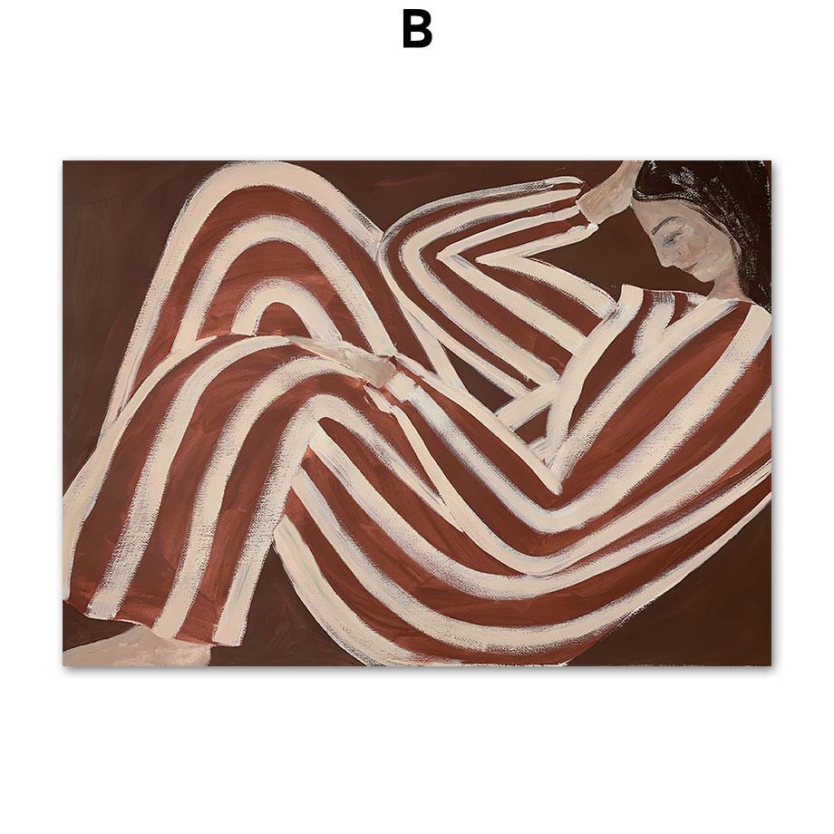 Abstract Matisse Lines Stripe Girl Wall Art Canvas Painting Bauhaus Posters And Prints Hotel Bar Pictures For Living Room Decor