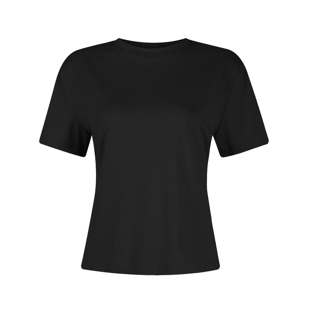 Women's Round Neck Short Sleeve Tops Double Lined Slim Fit T Shirts Basic Tee Cloud