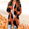 Fashion Women's Halloween  Cat  Print Long Sleeve Cardigan Jacket