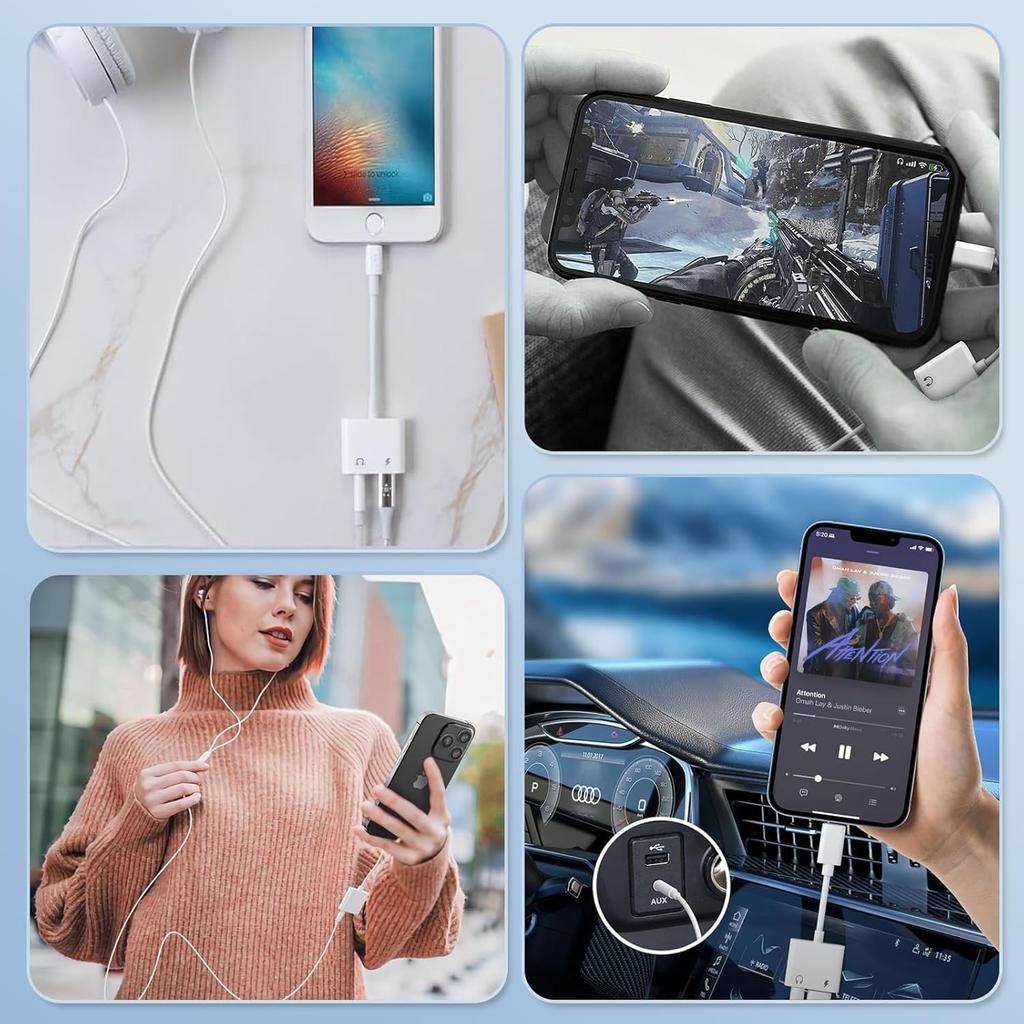 Earphone Jack Converter New TOMPOL Earphone Supports Earphones While Fast Music Sound Compatible with Devices such as iPhone 2-in-1 [2026 Design]