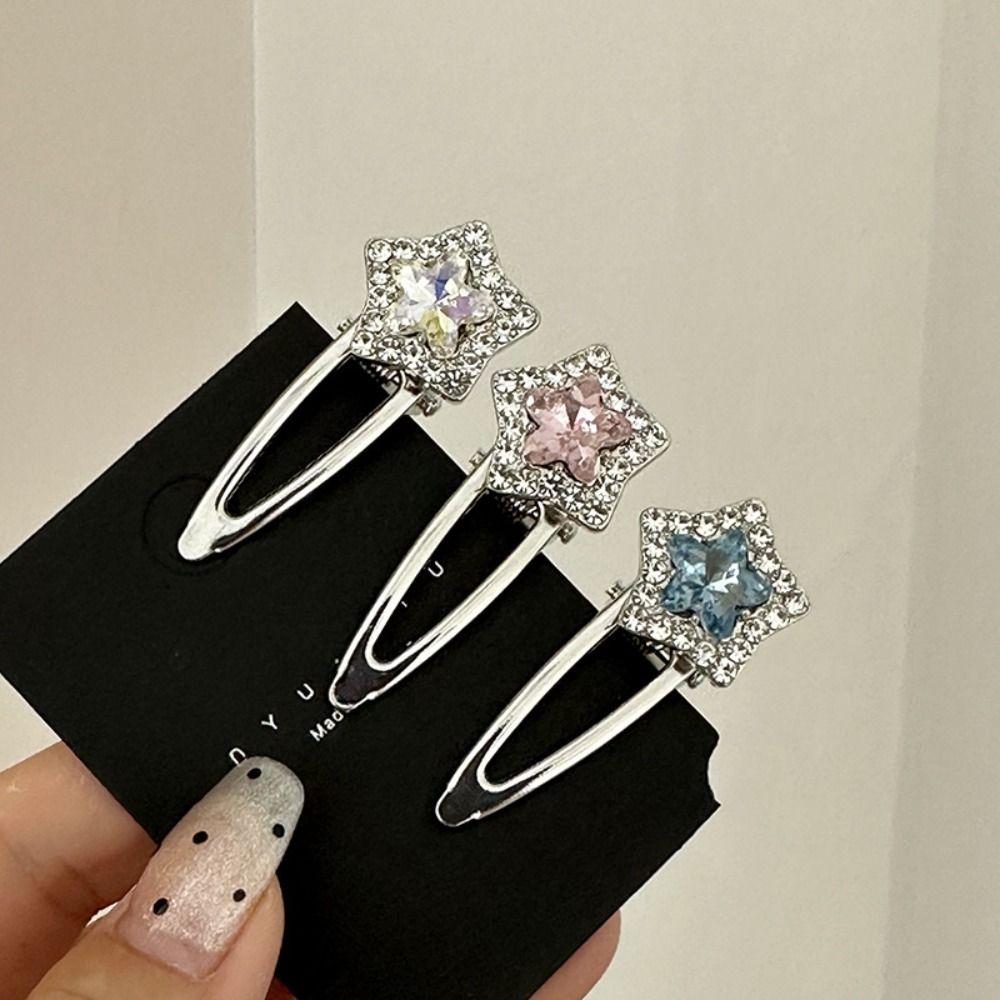 

Geometric Pentagram Shape hairpin Harajuku Bling Barrettes Shiny Crystal Star Hair Clips Women