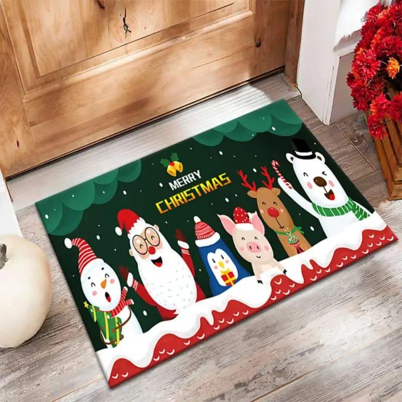 Christmas Welcome Sign Carpet Indoor Porch Rug Santa Decor Greeing Home Entrance Floor Welcome Door Mat Gnome Dwarf Christmas