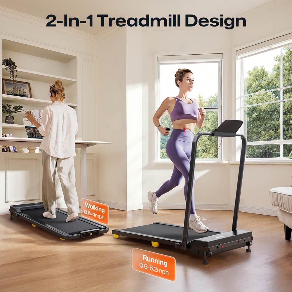 SYSURO S1L MIX Walking Pad Treadmill, 2.5HP Motor, 0.6-6.2MPH Speed, HIIT Mode, 9% Incline, 5-Layer Running Belt, <45dB Quiet, Foldable