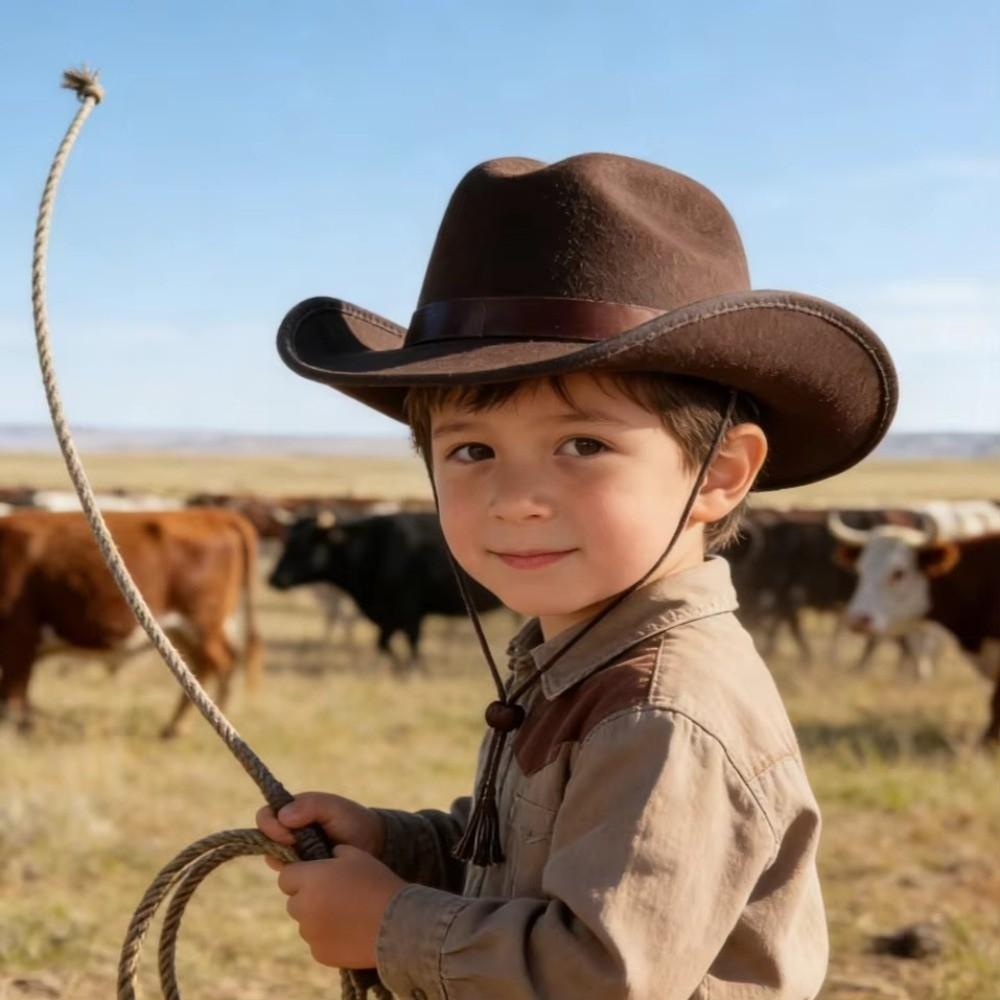 Solid Color Kids Cowboy Hat Breathable Costume Photography Accessories Cute Western Cowgirl Hat