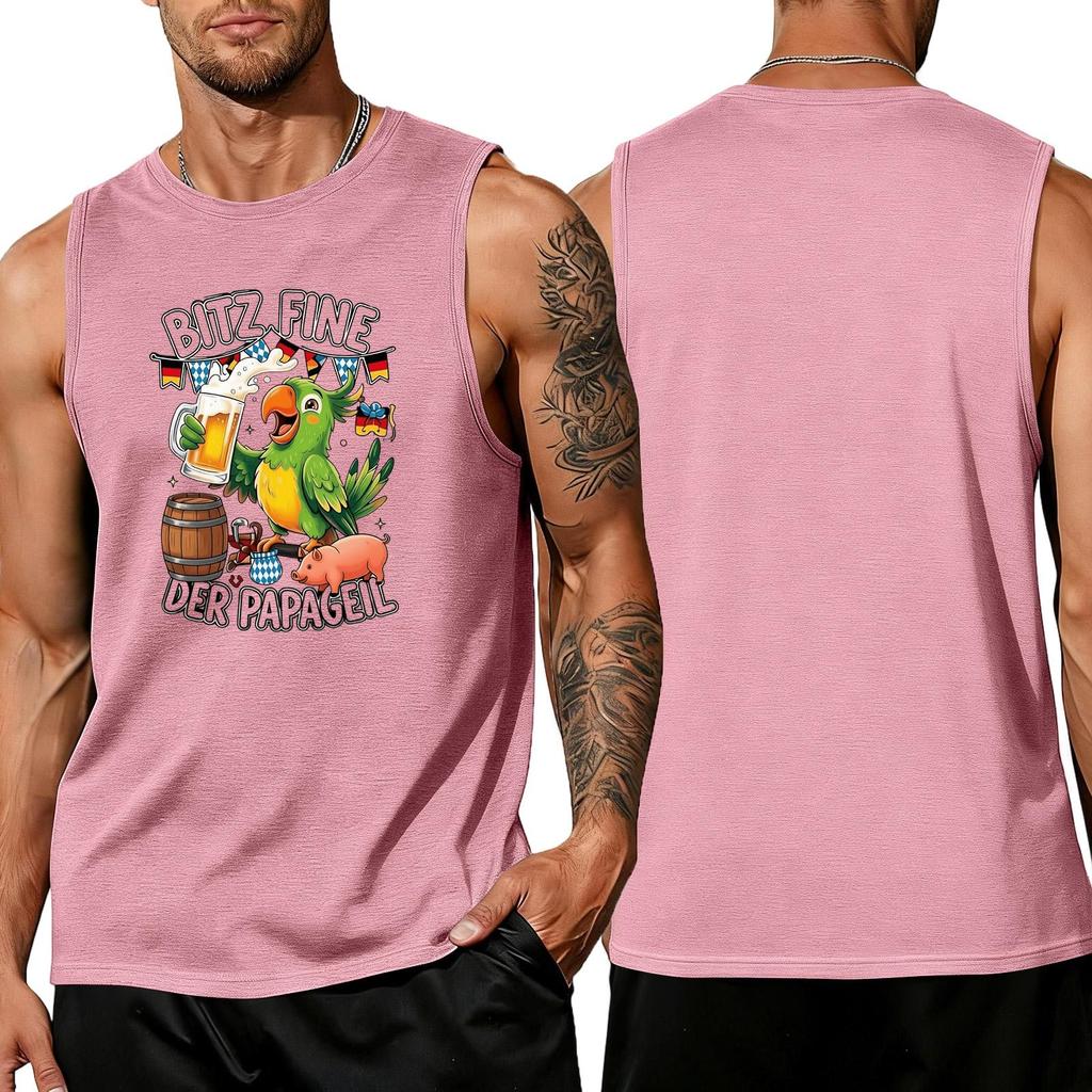 Men's Sleeveless Tank Top Tropical Style Summer Casual Loose Fit Lightweight Daily Wear Beach Shirt for Outdoor Activities