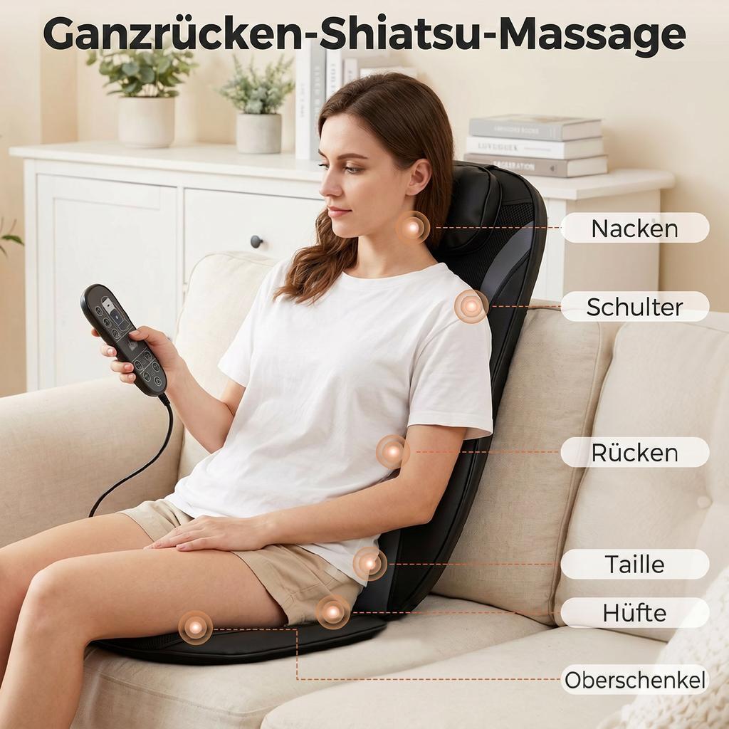 Shiatsu Massage Seat Cushion with Heat, Deep Tissue Massage, Massage Device