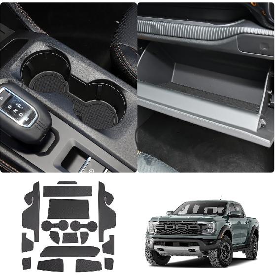 LUWU 2024 2025 Ford Ranger Accessories 2024 2025 Ford Ranger Center Console Liners Mats - Ranger XL/XLT/Lariat/Raptor Cup Holder erts Mat - Red чёрный