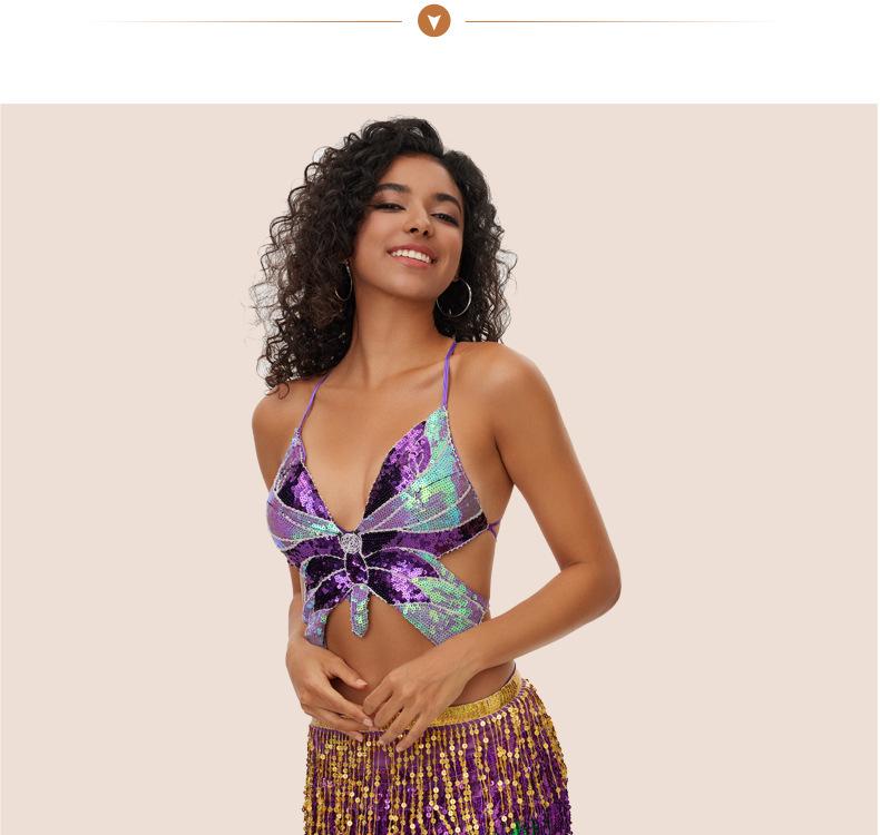 Bohemian Sequin Hip Scarf: Four-layer Tassel Waist Chain Belly Dance Costume for Women. Perfect for Halloween Performances.