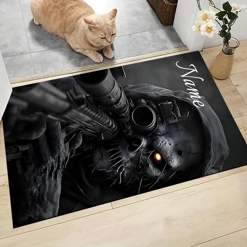 Custom Name Sniper Skull Artwork Carpet Rug Customizable Soft Washable Anti-Slip Home Living Room Sofa Mats Personalized Rug. 0909163