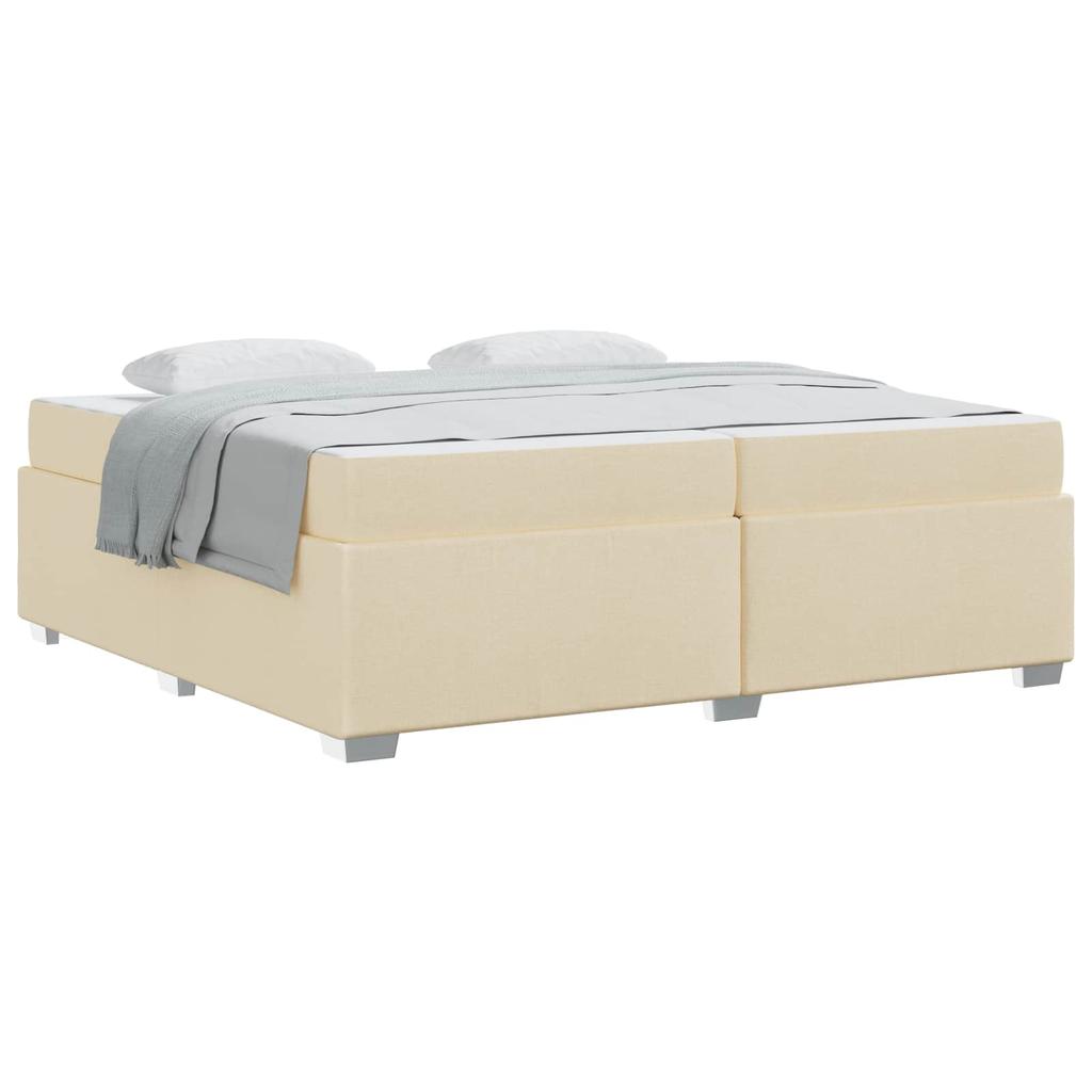 Bed Frame with Mattress Cream 200 x 200 cm Fabric
