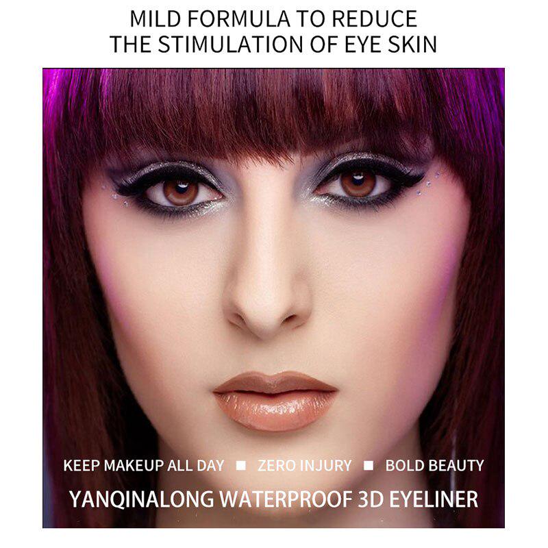 3D Likit Eyeliner Pürüzsüz Uzun Ömürlü Bulaşmaya Karşı Dayanıklı Su Geçirmez Eyeliner Aplikatörü Siyah Eyeliner
