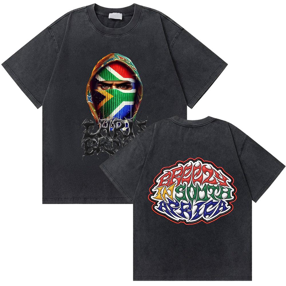 Washed Rapper Chris Brown Breezy Bowl XX World Tour Tshirts Men Women Hip Hop Retro Tshirt Mens Fashion Trend Streetwear