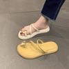Super Fire Set Toe Beach Shoes Women's Outer Wear 2025 New Summer Korean Versatile Flat Bottom Holiday Leisure One-word Drag
