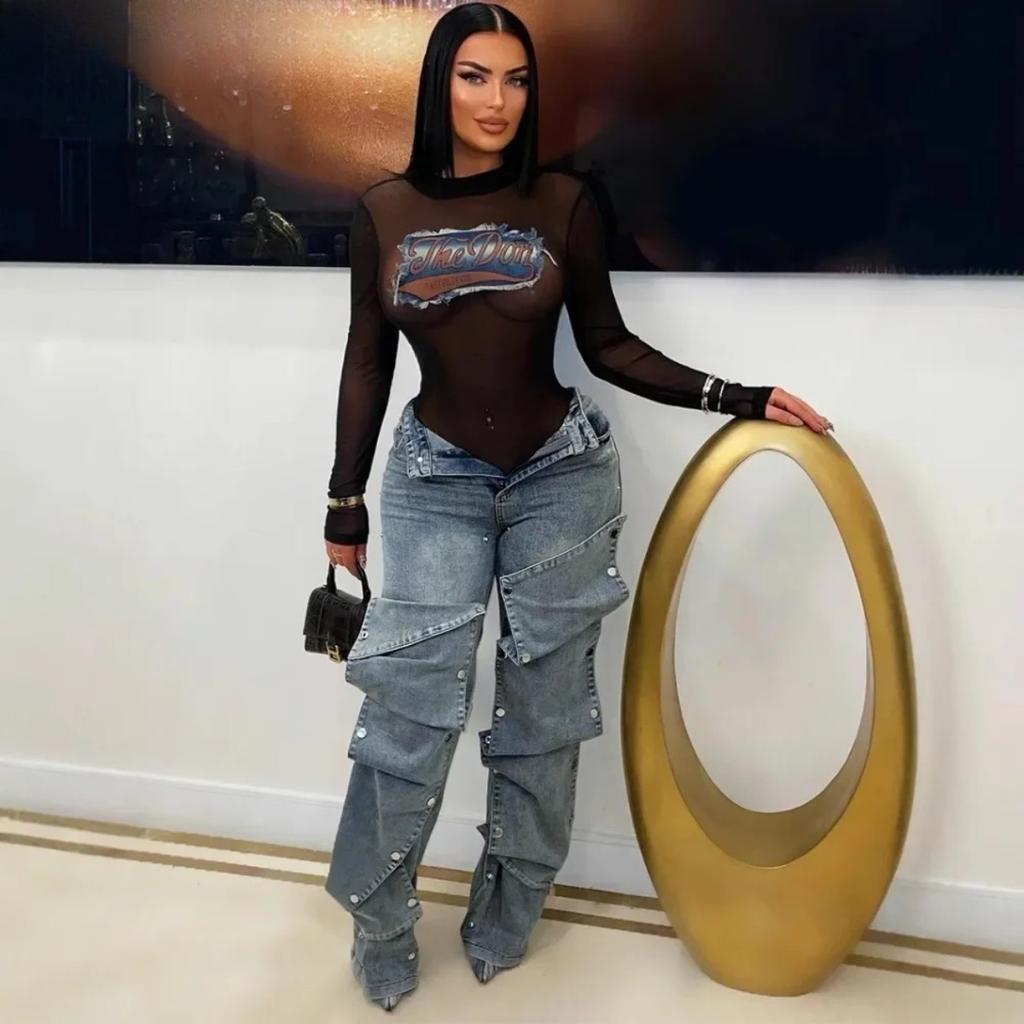 STREETRICH Fashion Detachable Buckle Irregular Jeans For Women High Waist Denim Pants Female Trendy