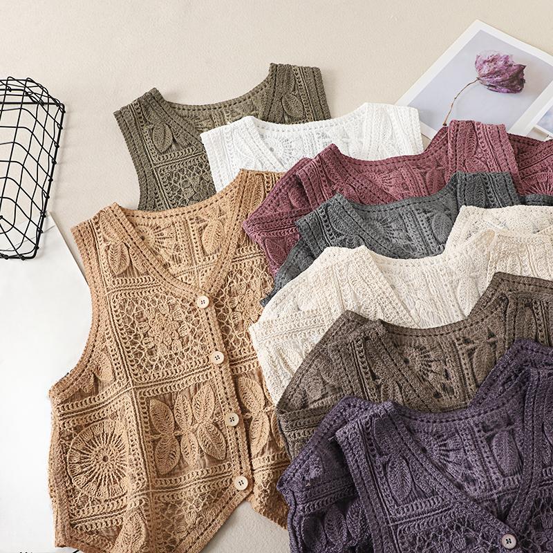 DIMANAF 2025 Nou Tricou de Primăvară Mărimi Mari Femei Vestă Tricotată Fără Mâneci cu Gât în V Stil Ajurat Topuri de Bază Tricouri Haine Largi