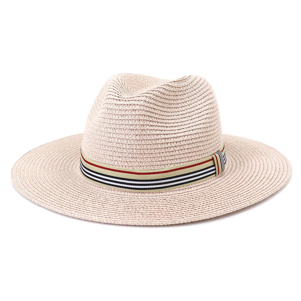 Women Wide Brim Sun Hats 2021 Spring Summer Fashion Panama UV Sun Protection Beach Straw Cap Men Outdoor Casual Jazz Cap