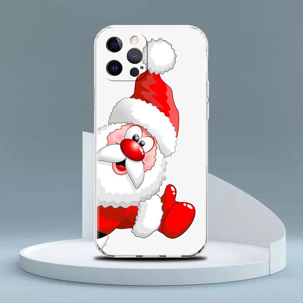 Cartoon Snowman Christmas Clear Case For Apple iPhone 13 11 14 12 Pro 7 8 Plus XR X XS Max 6 6S 13Pro Silicone Phone Cover