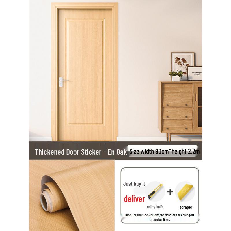 Self-Adhesive Wood Grain Door Renovation Sticker - Waterproof Decorative Cover-Up for Old Doors