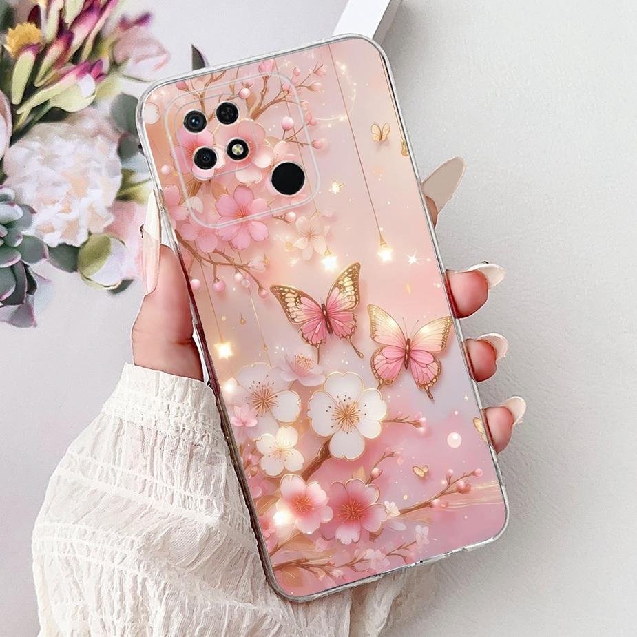 For Xiaomi Redmi 10C Case Cute Cat Luxury Butterfly Painted Cover 6.71'' Soft Silicone Case For Xiaomi Redmi 10C Redmi10C Fundas