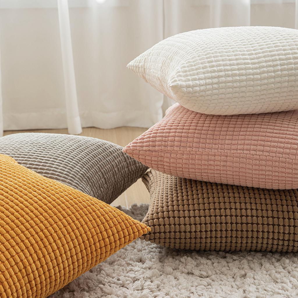 Nordischer Ins Stil Maiskorn Sofa Plüsch Kissenbezug Einfarbiger Stoff Zuhause Bettseite Rückenlehnenkissen Ohne Kissenkern