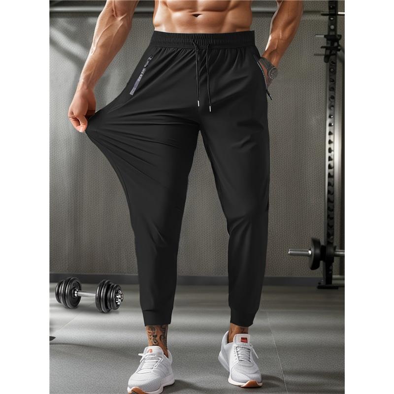 

Мужские летние нейлоновые брюки из ледяного шелка, мужские тонкие дышащие брюки большого размера, повседневные эластичные брюки, прямые, быстросохнущие XXXL чёрный