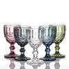 European Embossed Wine Glass Thickened Colorful Glass High Foot Juice Cup Retro Red Wine Glass