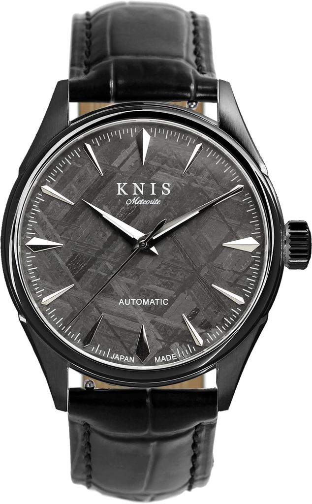 KNIS Varnish Meteorite Meteorite Made in Japan Automatic Watch Sapphire Glass Black Leather 10 ATM Water Resistant Mechanical Men's KN001-MTBKLE