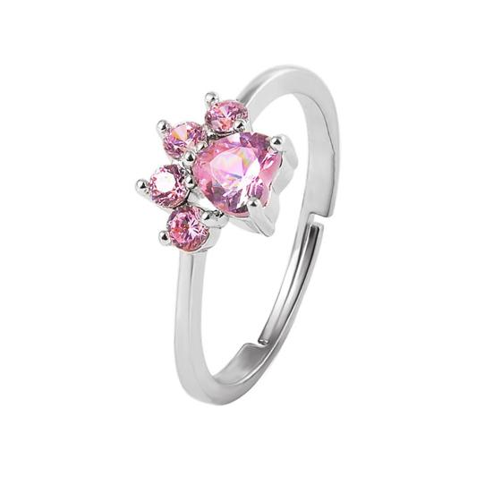 

Ring Cats Paw Design Adjustable Alloy Women Round Opening Ring for Party срібний