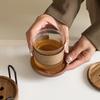 6-Piece Original Colorful Button Coaster Set with Cross-Shaped Iron Rack Coaster Holder Dopamine Round Wooden Coasters Exquisite Coffee Cup Holders