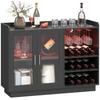 Dulap Bar cu Lumini LED RGB și Suport pentru Vinuri pentru 12 Sticle Dulap Bufet pentru Vinuri pentru Sufragerie Cameră de Dining Negru