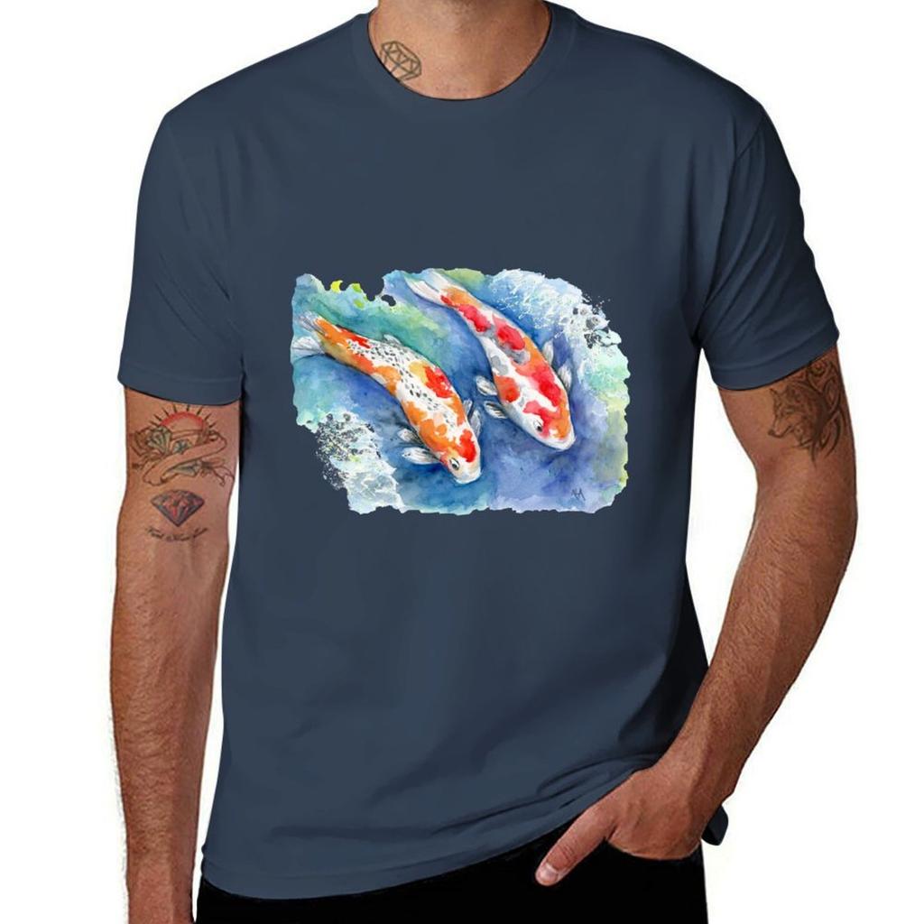 Splashing Koi TShirt Retro Style Print Casual Top
