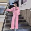 Girls Casual Hooded Sweatshirt And Pants Two Piece Sports Outfit For Big Kids