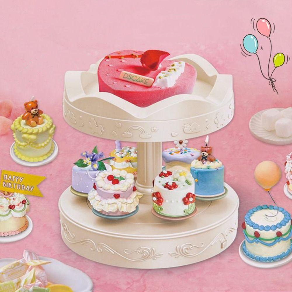 Carousel Automatic Rotating Cake Machine Lights Music Macarons Dessert Display Turntable Rack Revolving Plates