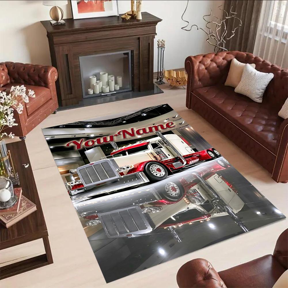 Peterbilt Heavy Trucks Customizable Name Area Rug Perfect for Game Room Living Rooms Foyer Balcony Anti-slip Rug Office home decor