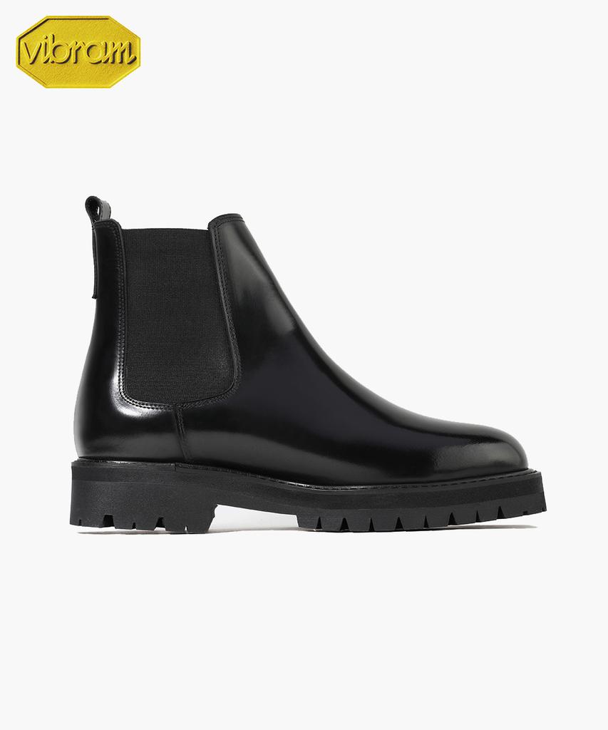 Firenze Atelier [Vibram] Standard Commando Sole Glossy Cowhide Chelsea Boots 9704-B [Black Box]