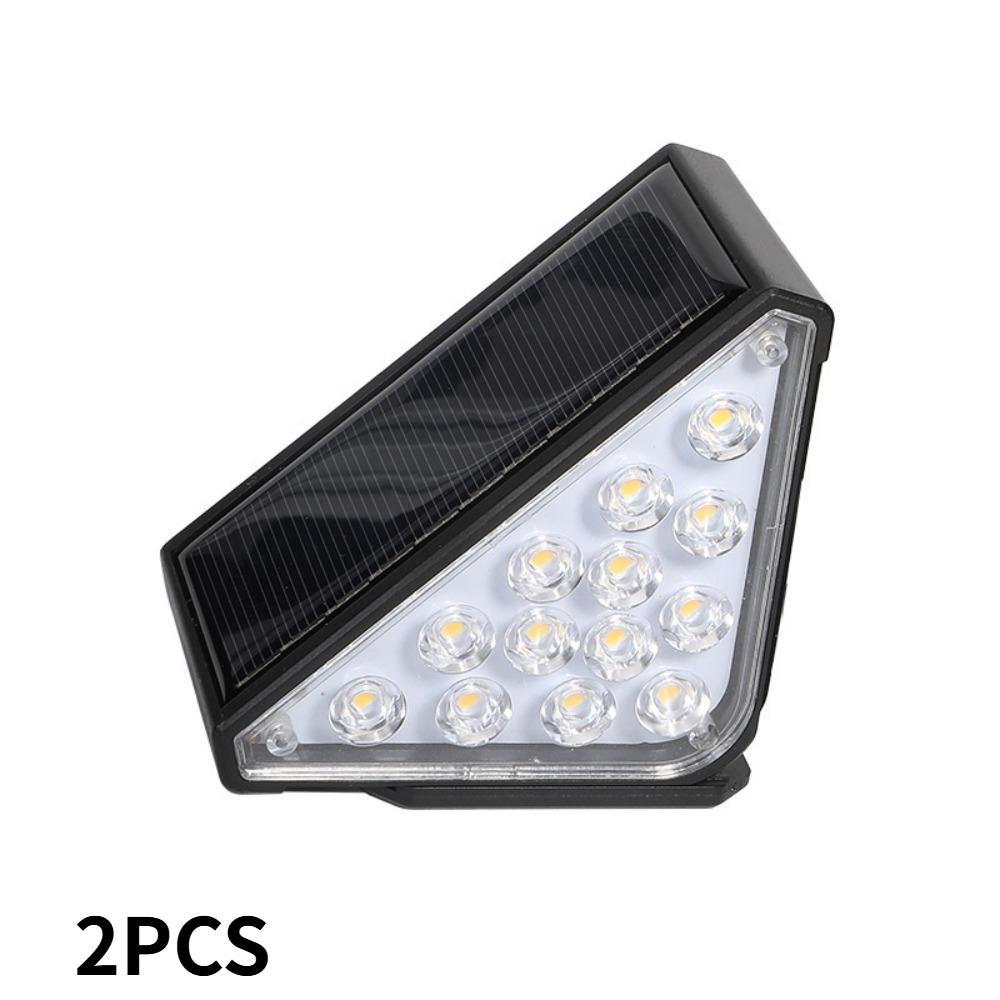 

2 pcs Solar LED Stair Light Fence Triangle Pathway Deck Lamp Outdoor Garden Decorative Yard Porch Front Door Driveway Lighting 13LED -- Warm Light