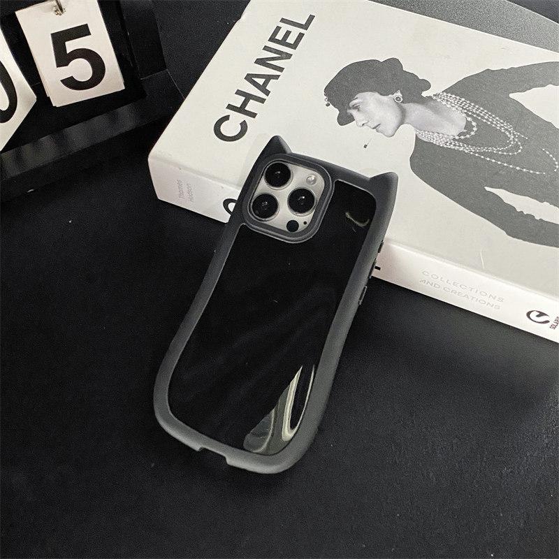 

Мягкий силиконовый чехол из ТПУ с мультяшными кошачьими ушками для iPhone 15 Pro Max 14 Plus 13 12 11 Pro, универсальный защитный чехол от падения iPhone 13 Pro чёрный