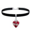 Gothic Punk Red Drop Glaze Skull Cross Thorns Heart Shape Pendant Necklace Black Velvet Choker for Women Hallowmas Party Jewelry