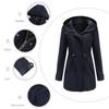 Women’s Trench Coat Cotton Solid Color Hooded Zipper Windproof Long Jacket Drawstring Outdoor Hiking Windcheater Spring Autumn Winter Outwear