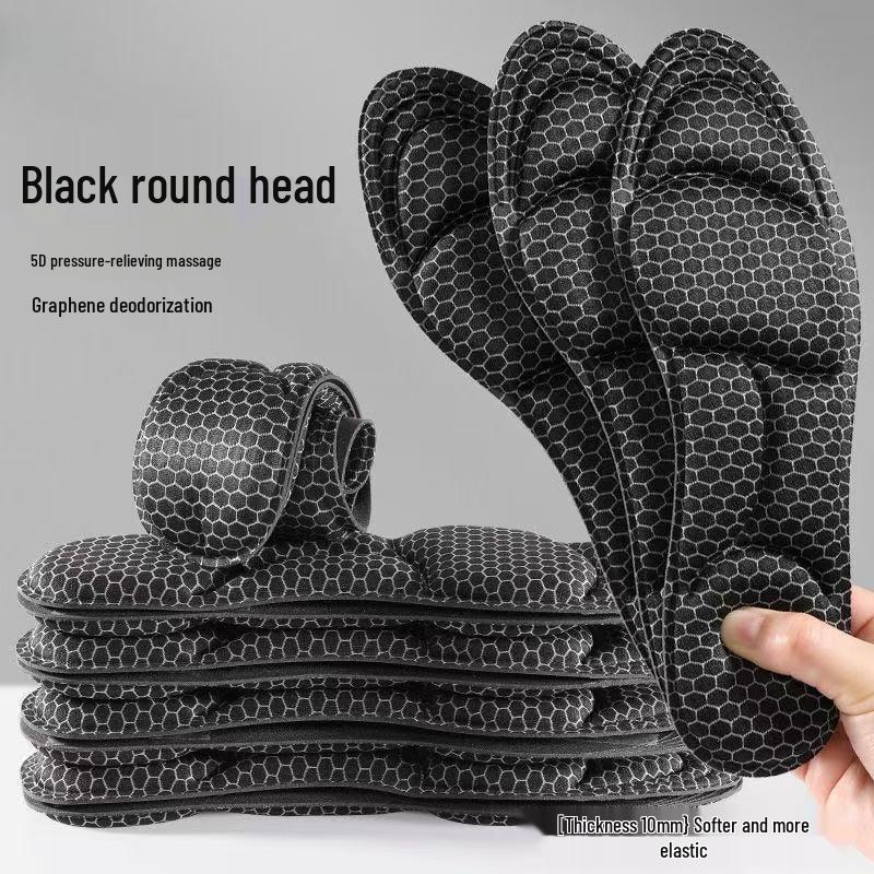 4D Graphene Antibacterial Breathable Insole: Sweat-Absorbing, Comfortable, Thick, Elastic Shock Absorption for Men & Women