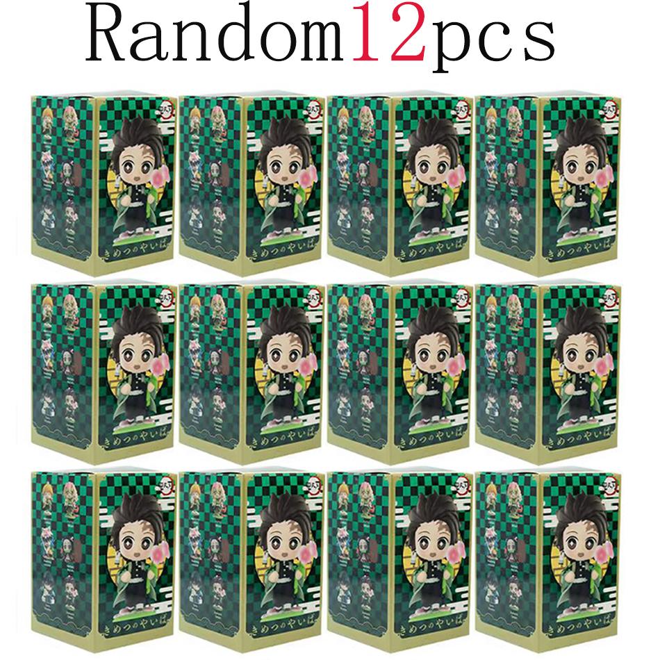 1-12pcs Anime Demon Slayer Blind Box Tanjiro Kamado Nezuko Cartoon Figure PVC Model Ornament Child Christmas Halloween Gift