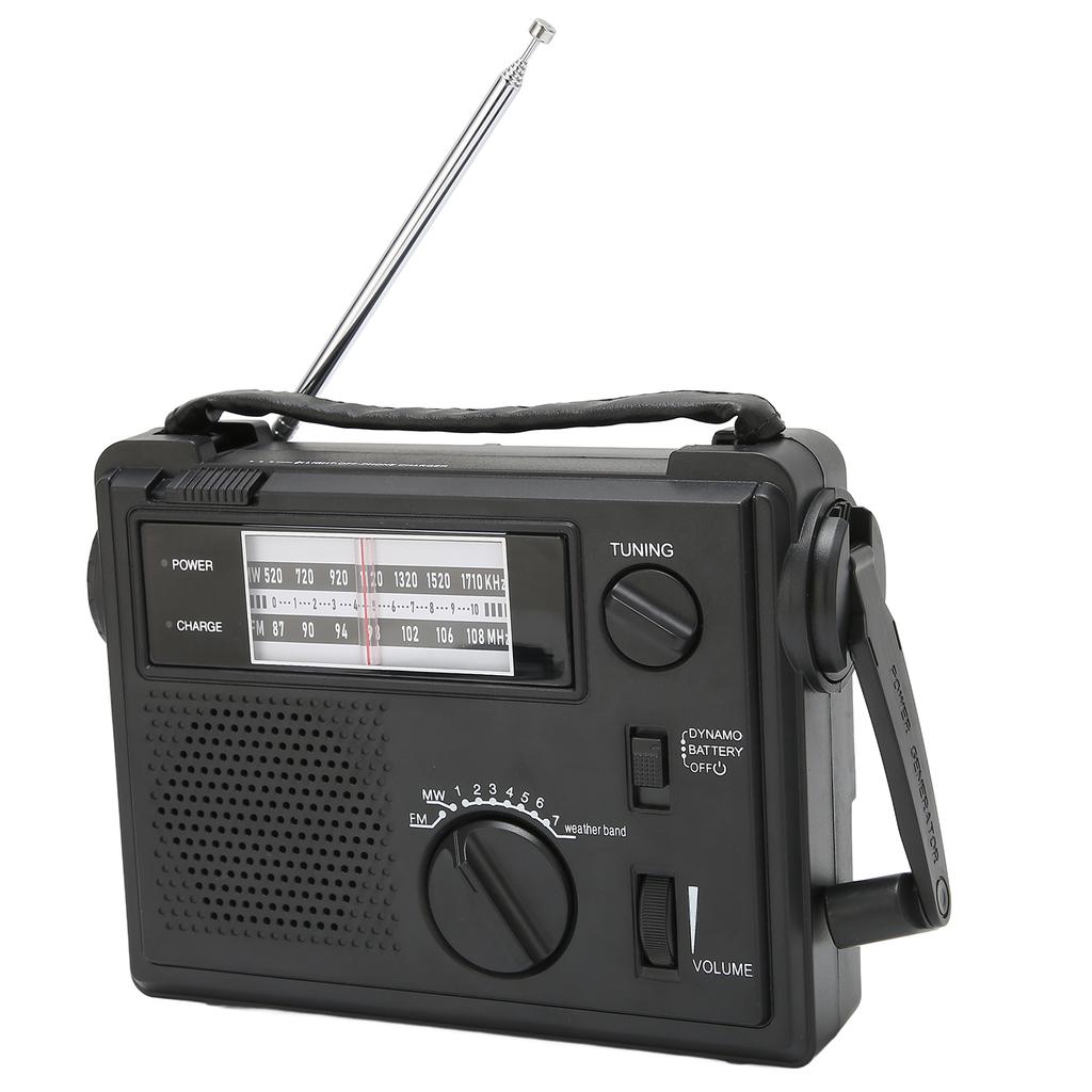 Crank Radio Portable FM AM WB Band Multi Powered Emergency Radio with LED Light for Outdoor Camping