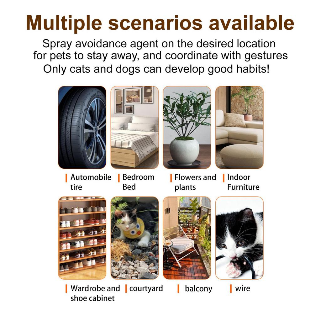 Neobsahuje, chrání nábytek, oranžový sprej pro kočky, aby se kočky neškrábaly a nečůraly na postel, vnitřní a venkovní auto 100 ml