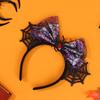 Eye Catching Halloween Costume Headband with Spiders Ears and Bows Adjustable Headwear Cosplay Hair Decoration