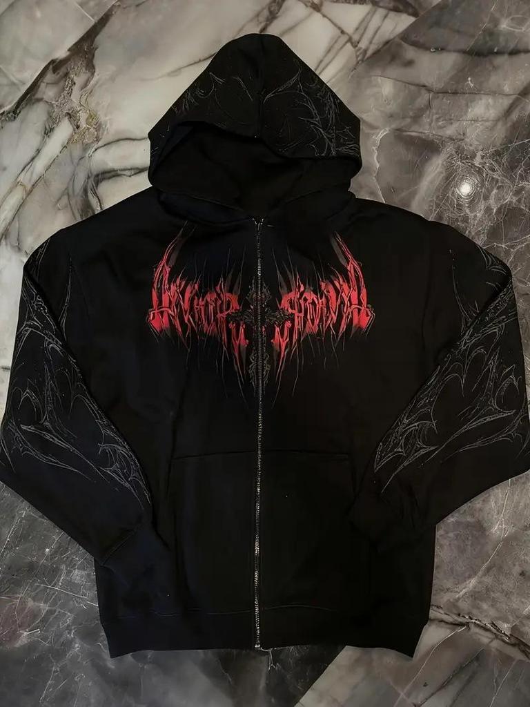 Divine Breath Zipper Hoodie: Men's Dark Style Fitness Sweatshirt